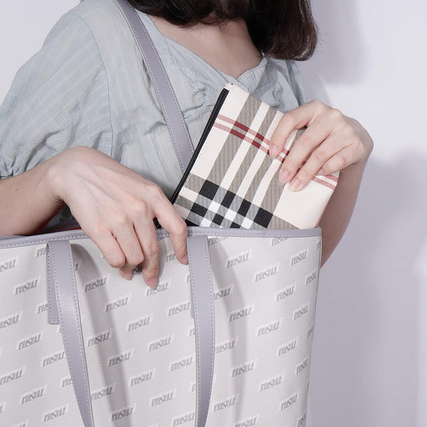 MAANGE Small Makeup Bag for Purse Cosmetic Bags for Women Pu Leather Makeup Pouch Travel Makeup Bag with Handle Make up Bag for Travelling(Khaki)