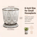 Gepege 6 Inch Beaded Ceramic Planter Set of 2 with Drainage Hole and Saucer for Plants, Indoor-Outdoor Large Round Succulent Orchid Flower Pot