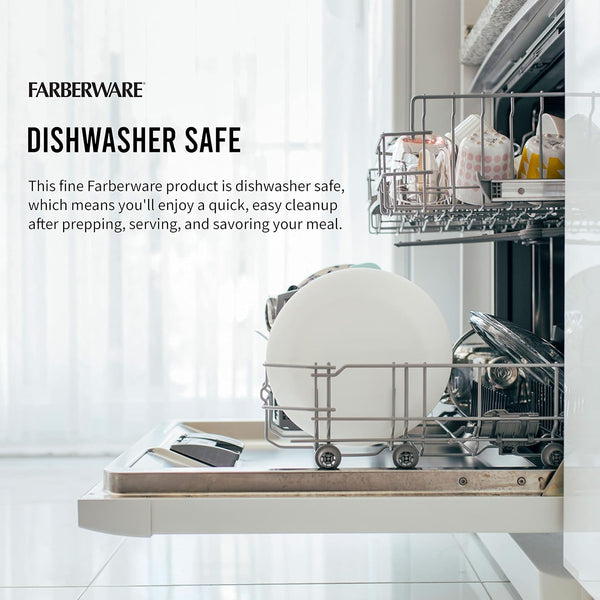 FARBERWARE Large Cutting Board, Dishwasher- Safe Plastic Chopping Board for Kitchen with Easy Grip Handle, 11in by 14in, White 11"L x 14"W Cutting