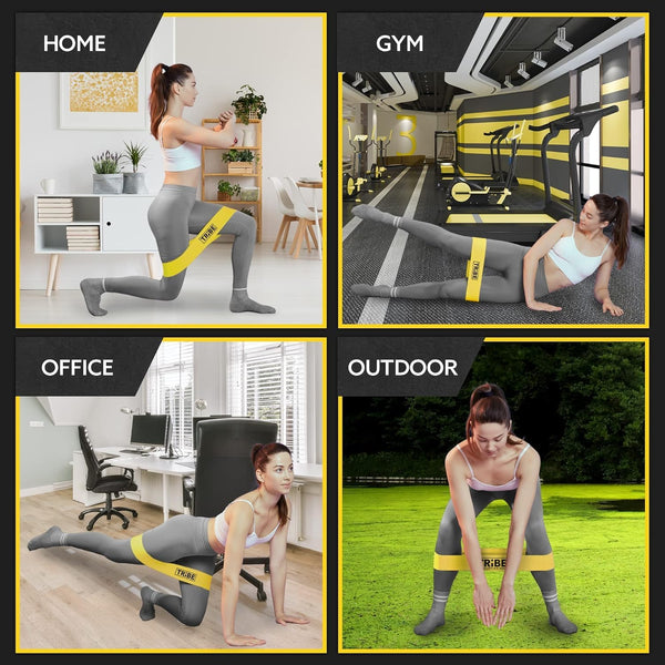Tribe Lifting Fabric Resistance Bands for Working Out - 5 Exercise Bands Set for Legs and Glutes - Booty Bands for Women and Men - Thick Cloth