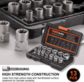 14-Piece Bolt Extractor Kit, 3/8" Drive Impact Bolt & Nut Remover Set | for Damaged, Rusted, Rounded-Off, Stripped Fasteners, 8-19mm, Cr-Mo Steel,