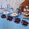 96Pcs Purple and Black Birthday Decorations Happy Birthday Party Supplies Tableware Set Purple Black Disposable Paper Plates Napkins Dinnerware