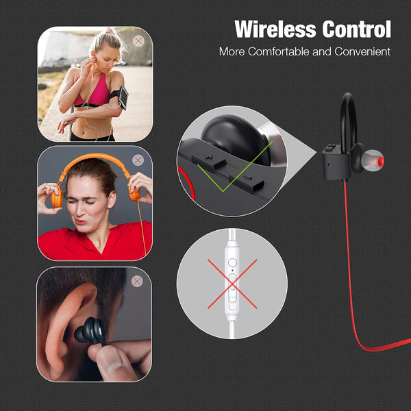 Boean Bluetooth Headphones Wireless Earbuds Bluetooth 5.3 Running Headphones IPX7 Waterproof Earphones with 16 Hrs Playtime Stereo Sound Isolation