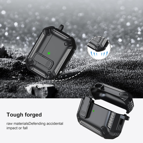 RFUNGUANGO for Airpods Pro 2Nd Gen Protective Case with Cleaning Kit, Military Hard Case with Lock for Airpod Gen 2 Charging Case 2023, 2022, Black