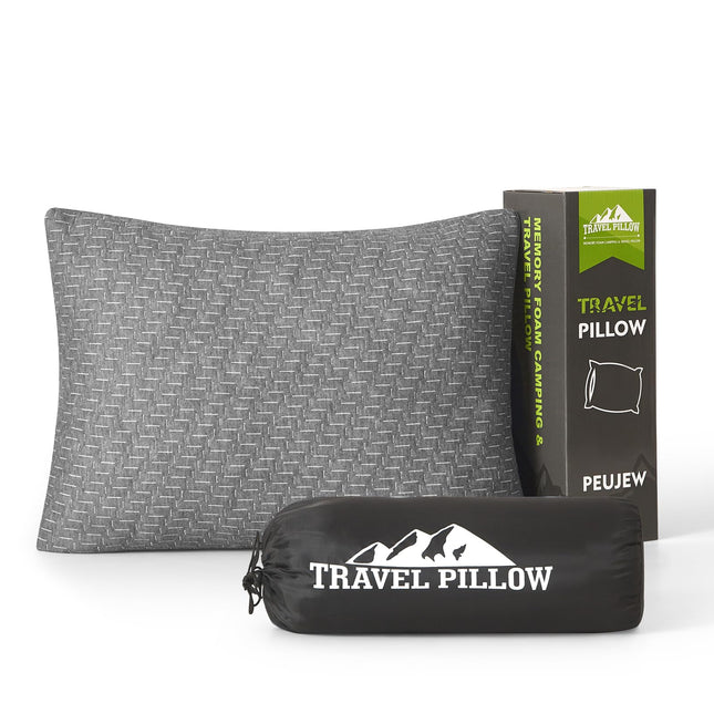 Small Shredded Memory Foam Pillow, Camping Pillow Travel Pillow - Compressible Medium Firm, Breathable Cover, Ideal Back