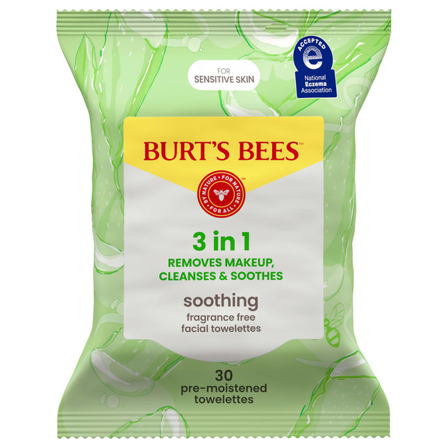 Burt'S Bees, Aloe Vera Face Wipes, for Sensitive Skin, Soothing Makeup Remover &