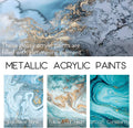 HissiCo Metallic Acrylic Paint Set of Premium 20 Colors, Professional Grade Metallic Paint with 2fl oz（60ml） Bottles, Non-Toxic, Rich Pigments -