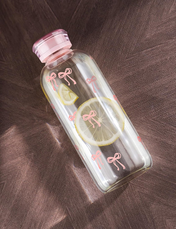 NiHome 25oz/750ml Clear Glass Water Bottle with 2 Caps & Stainless-Steel Straw, Temperature Resistant Durable High Borosilicate Glass Drinkware