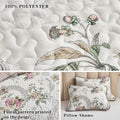 Flysheep 3 Pieces Quilt Set Full/Queen Size, Beige Floral Reversible Bedspread Coverlet Set, Soft Microfiber Lightweight Bed Cover for All Season