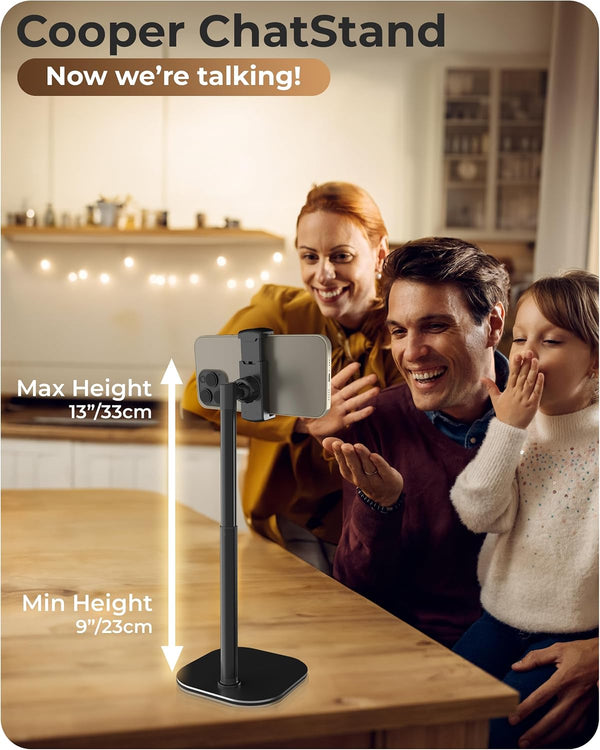 COOPER ChatStand, Adjustable Cell Phone Stand for Desk, Phone Stand for Recording, iPhone Holder for Filming, Small iPhone Tripod, Soporte para