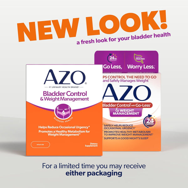 AZO Bladder Control with Go-Less® & Weight Management Dietary Supplement | Helps Reduce Occasional Urgency* | Promotes Healthy Metabolism* |