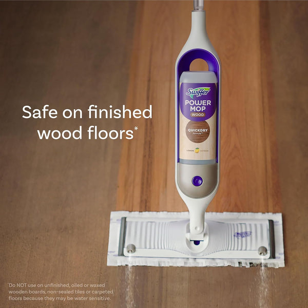 Swiffer Power Mop Wood Refill Solution, Quickdry Hardwood Floor Cleaner for Mopping Home, Bathroom, Kitchen, All Purpose Multi-Surface Solution