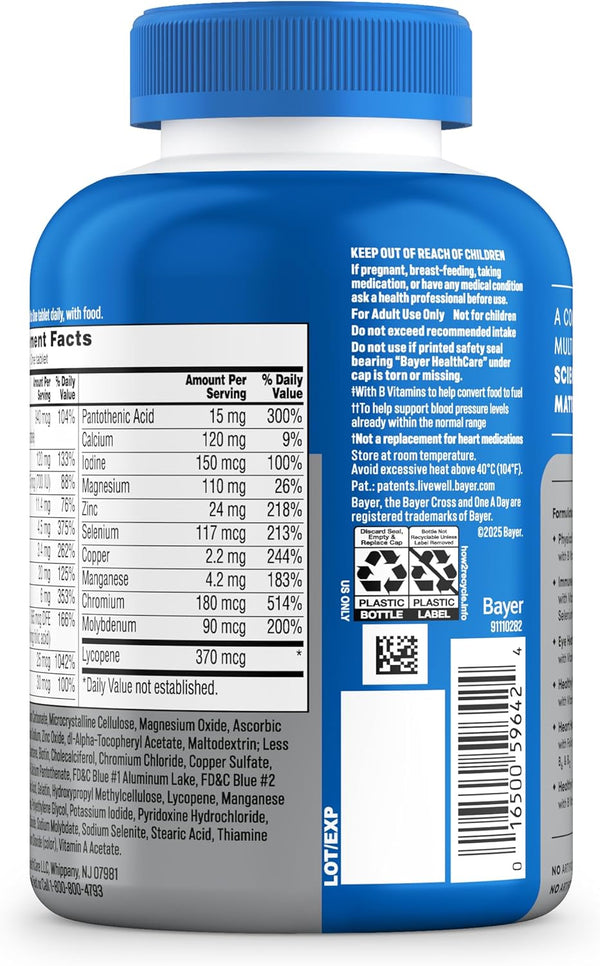 One A Day Menâs 50+ Healthy Advantage Multivitamin, Multivitamin for Men with Vitamins A, C, E, B6, B12, Calcium and Vitamin D, Tablet, 200 Count