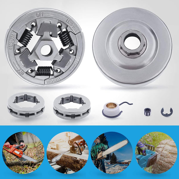 Adefol 3/8"-7T Clutch Drum Sprocket Rim Kit for Stihl MS361 MS440 MS461 MS460 044 046 Chainsaw, MS 440 Clutch Drum Kit with Worm Gear Needle