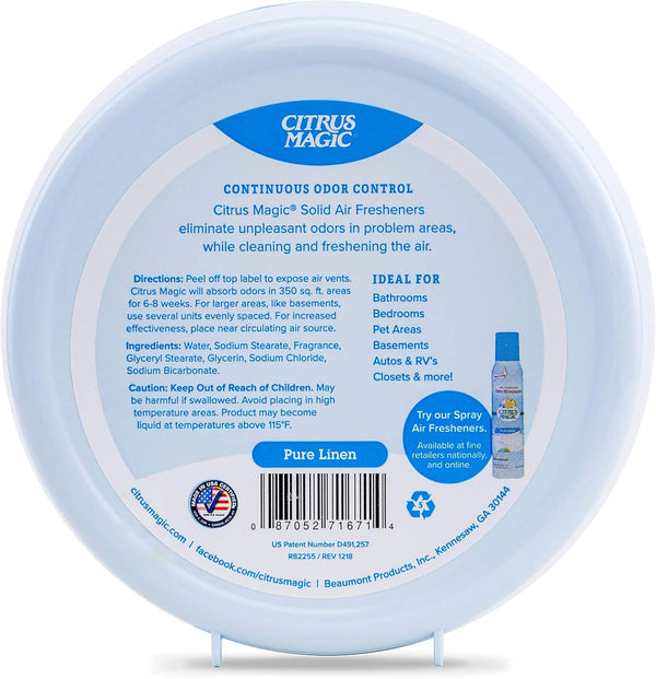 Citrus Magic Odor Absorbing Solid Air Freshener, Pure Linen, 8-Ounce, Pack of 6 8 Ounce (Pack of 6) Pure Linen