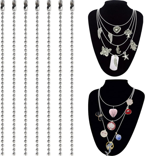 50-Pack Dog Tag Chain Ball Chain Necklace Bulk, Beaded Necklace Chains for Jewelry Making DIY Crafts, Military Blank Dog Tag Necklace for Men,