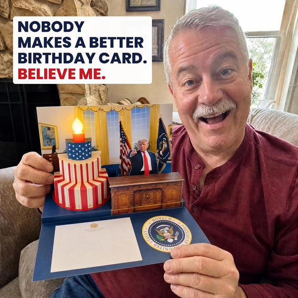 Donald Trump Pop Up Birthday Card with Real Voice & Music - 3D Oval Office