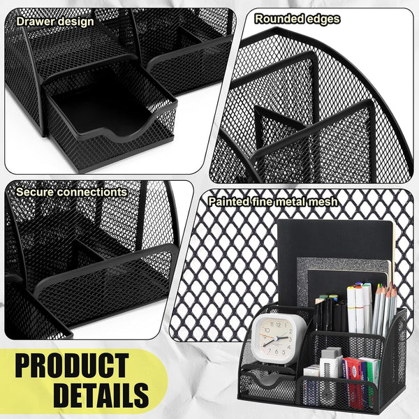 SYMDROMIA 13-in-1 Office Desk Organizer Set with Stapler and Tape Dispenser, Pen Holder, Scissors, Ruler, Hole Punch, 2 Pens & More Desktop