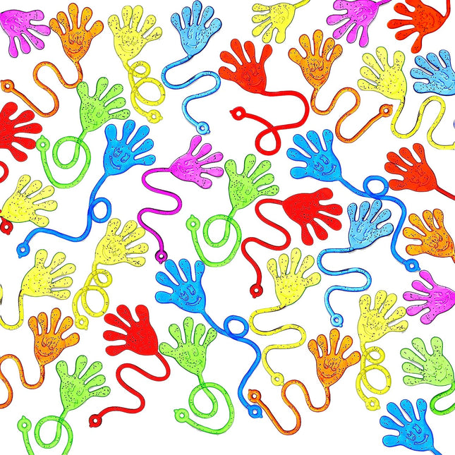 JOYIN 48Pcs Glitter Sticky Hands Party Favors, Party Table Favors Set for Kids, Holiday Traditions, Classroom Treasure B