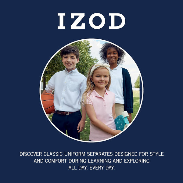 Izod Girls' School Uniform Pull-on Scooter Skirt with Undershorts, Knit Waistband & Functional Pockets, Wrinkle Resistant 10 Navy