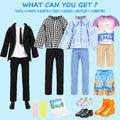 Lot 16 PCS Doll Clothes & Accessories Classic Black Suit for Boy Doll | Include Random 4 PCS Casual Wear + 5 PCS Dolls Pants + 3 Pairs of Shoes