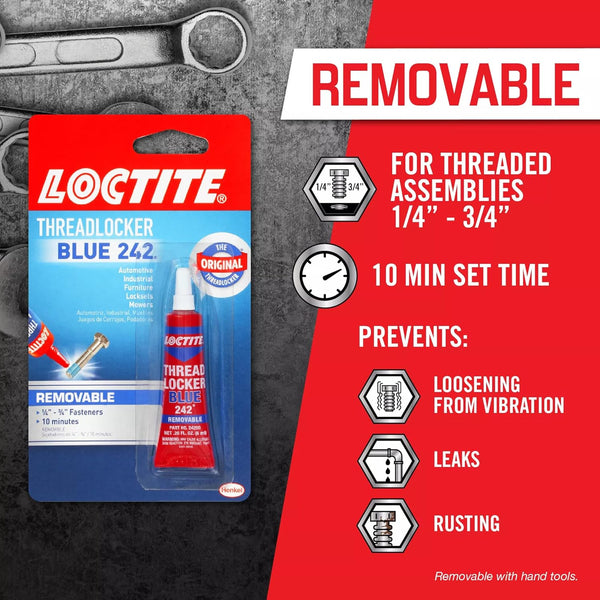 Loctite Threadlocker Blue 242 Blue, 0.2 Fl Oz, 1, Tube