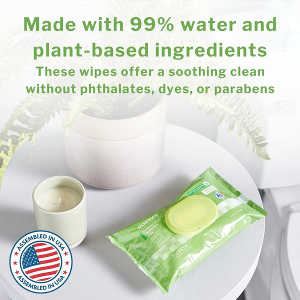 Mckesson Flushable* Adult Wet Wipes â 144 Wipes (3 Pack of 48) â Aloe & Vitamin E, Plant-Based Cleansing Wipes, Scented