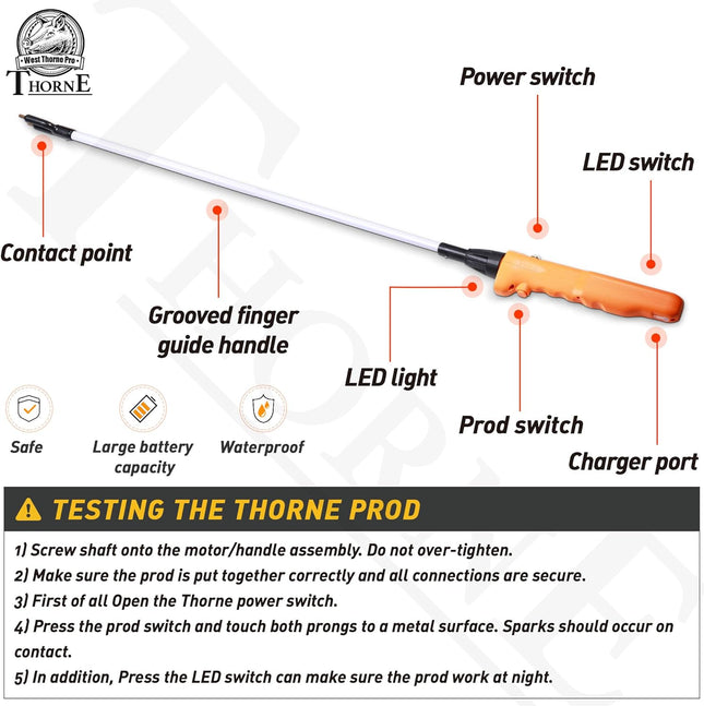 Cattle Prod, Waterproof Cattle Prod Stick with LED Light, Livestock Prod for Modern Livestock Management, X Series