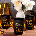 Sparkle and Bash 30th Birthday Cups & Plastic Tumblers - 16 Pack, 16 Oz, Black, Cheers To 30 Years - Party Favors & Wedding Anniversary Celebrations