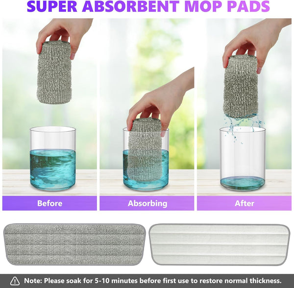 6 Pack Reusable Mop Pads Compatible with Swiffer Powermop, Wood Floor Pads Microfiber Mop Replacement Refills Machine Washable for All Floor Surfaces