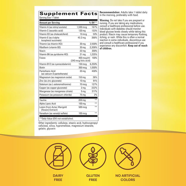 Nature'S Way Alpha Betic, Diabetic Multivitamin for Daily Nutritional Support, with B-Vitamins for Energy Metabolism Support*, Alpha Lipoic Acid,