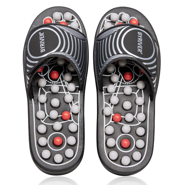 BYRIVER Foot Reflexology Tools Pressure Point Massage Mat Slippers Slides Sandals Shoes, Back Knee Feet Arch Heel Pain Tension Relief Products,