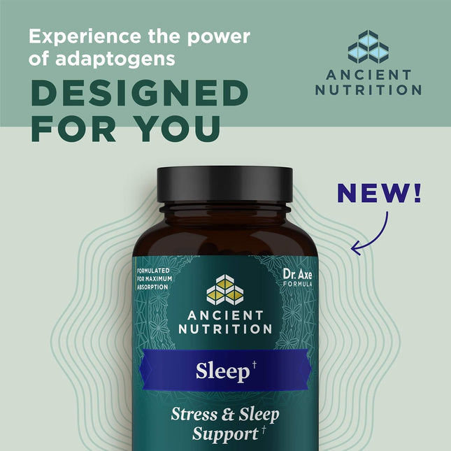 Ancient Nutrition Ashwagandha for Sleep Support, for Stress and Sleep Support, Promotes Mental Relaxation, Gluten Free, 