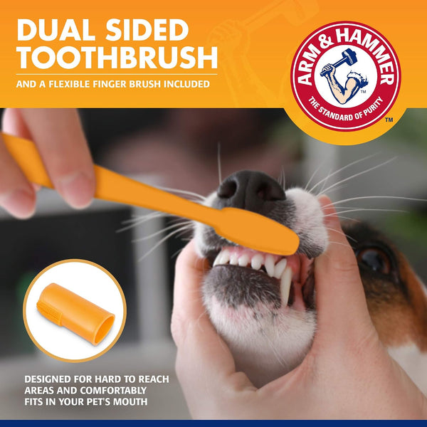 Arm & Hammer for Pets Tartar Control Dog Dental Kit, Enzymatic Toothpaste with Toothbrush and Fingerbrush, Baking Soda Formula Reduces Plaque and