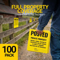 Posted Sign – No Hunting No Trespassing 11 x 11 Inch, Yellow Private Property Warning Signs, Outdoor Signs for Fence, Yard, Woods and Property