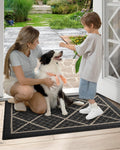 DEXI Front Door Mat Indoor Entryway 17x30 Inside Entrance Doormat Dark Grey | Non Slip Low Profile Thin Absorbent Washable Entry Mats for House