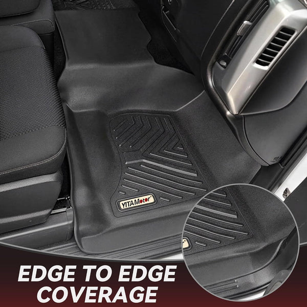 YITAMOTOR Floor Mats for 2014-2018 Silverado/Sierra 1500, 2015-2019 2500HD 3500HD, Crew Cab w/Bench Seat Carpet Floor, Custom Fit All Weather TPE