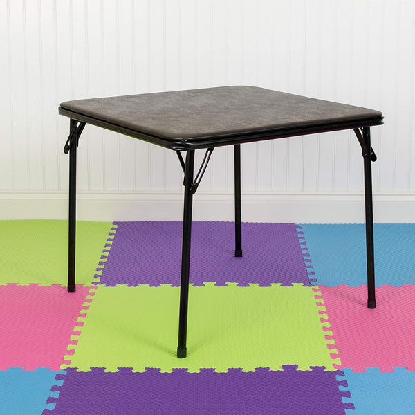 Flash Furniture Mindy Folding Kids Table with Vinyl Padded Top, Children's Square Activity Table for Daycare and Classrooms, Black Black Table