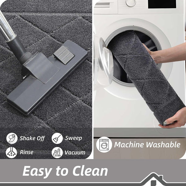 BEQHAUSE Dirt Trapper Door Mat 20" x 32", Doormat Non-Slip, Dark Grey | Entryway Rugs Washable, Dog Door Mat Stain Resistant and Absorbent Welcome