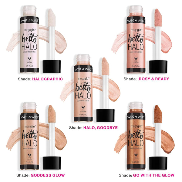 Wet N Wild Megaglo Hello Halo Liquid Highlighter Makeup, Shimmer, Glow Halographic