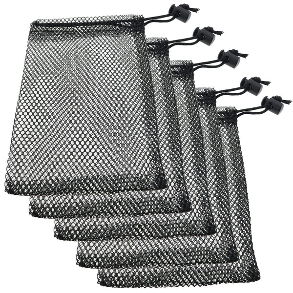 Small Mesh Bags 5PCS Black Nylon Mesh Drawstring Bags Durable Drawstring Net Bag Small Travel Stuff