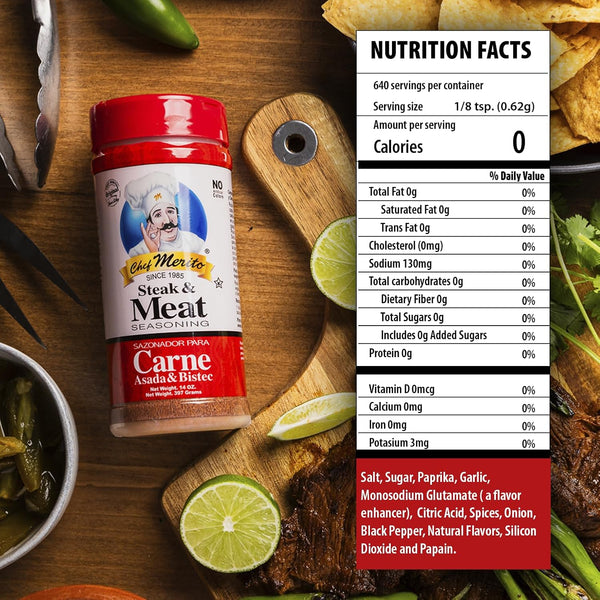 Chef Merito Carne Asada Meat Seasoning, 14 Ounce Meat 14 Ounce (Pack of 1)