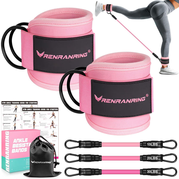 Ankle Resistance Bands with Cuffs, Ankle Bands for Working Out, Ankle Resistance Band for Legs and Glutes Workout Equipment, Butt Exercise