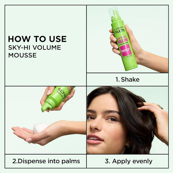 Garnier Fructis Style Sky-Hi Volume Mousse, Extreme Hold, 6.4 Oz, 3 Count (Packaging May Vary) Not Specified 6.4 Fl Oz (Pack of 3)