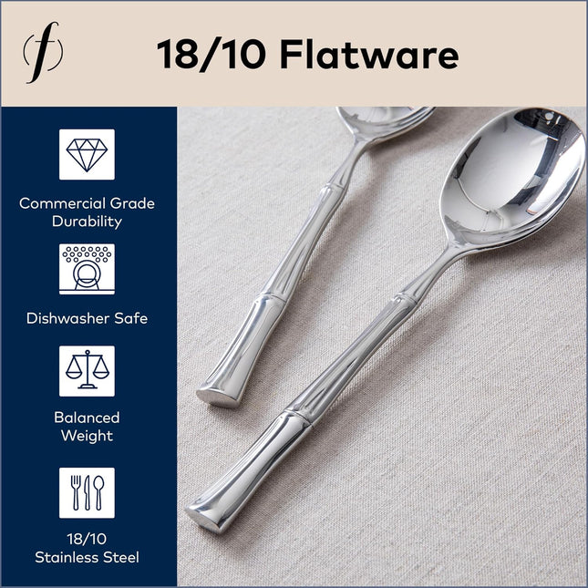 FORTESSA Royal Pacific 18/10 Stainless Steel Flatware, 5 Piece Place Setting with Table Knife, Forks and Spoons (Service