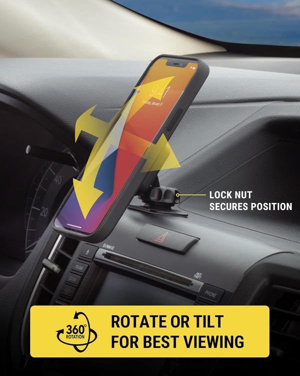 Scosche MXDM Magnetic Phone Holder for Car, Dashboard Cell Phone Holder with Extra Strong Magnet and Thick Metal Plate, Car Mount Cellphone Stand