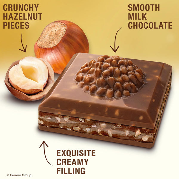 Ferrero Rocher premium chocolate bar, Milk Chocolate with Hazelnut Filling, Perfect Self Treat, 3.1 oz Each Milk Chocolate Hazelnut 1 Count (Pack