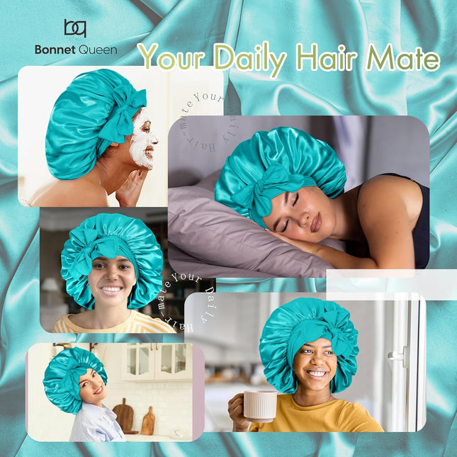 BONNET QUEEN Satin Bonnet Cool Breathable Single Layer Silk Bonnet for Sleeping 