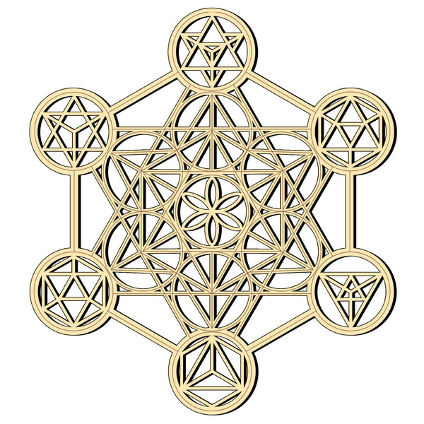Bnesi 11.8" Metatron's Cube Wall Decor Sacred Geometry Wall Art,Crystal Grid Sacred Geometry Meditation Wall Art Decor (Metatron's Cube) | Laser