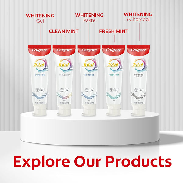 Colgate Total Whitening Toothpaste, Mint Toothpaste, 5.1 Oz Tube, 2 Pack